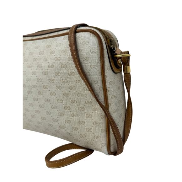 Gucci Vintage 1970s GG Monogram Crossbody Bag – White and Brown leather - Picture 4 of 16